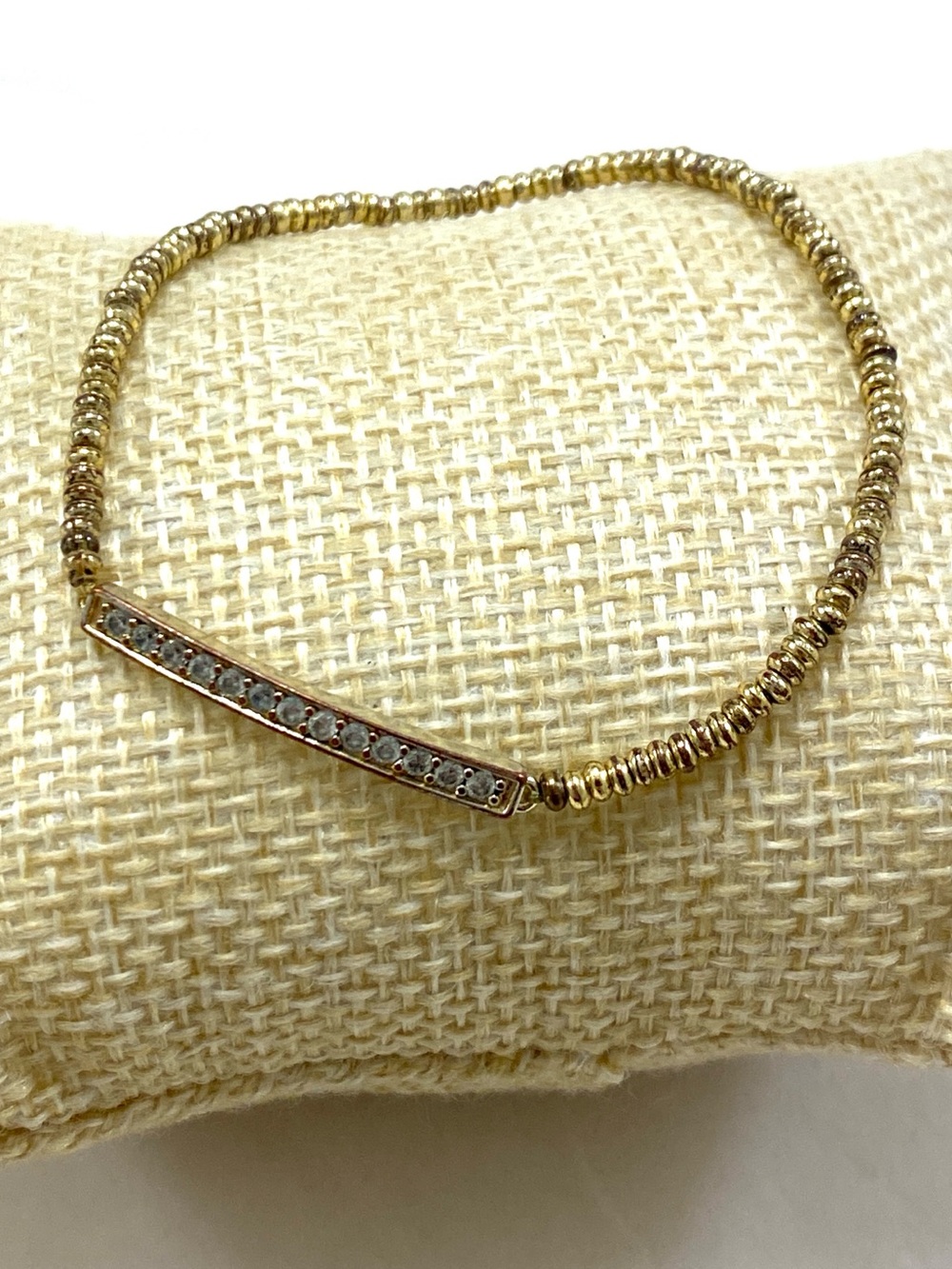 Kendra Scott Gold Crystal Bar Beaded Stretch Bracelet